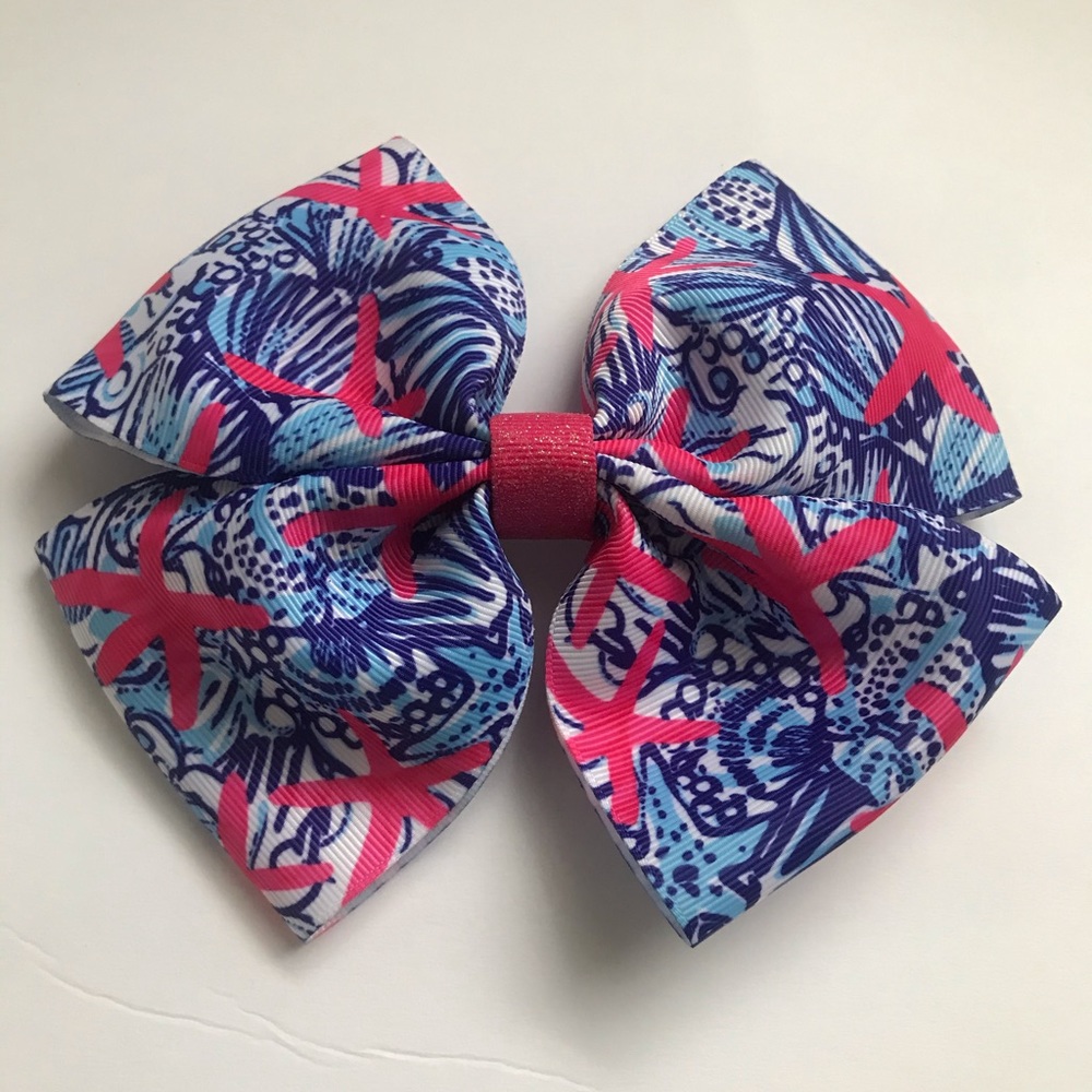 Girls big summer Lilly Pulitzer inspired hair bow